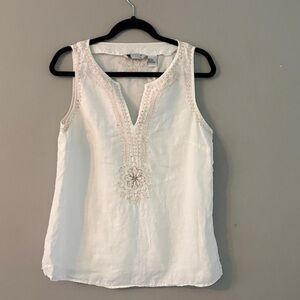 Carole Little Ivory Embroidered Sleeveless Top